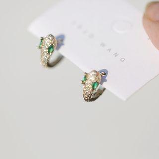 Rhinestone Snake Huggie Earring One Size - One Size