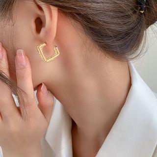 Open Square Alloy Earring 1 Pair - 925silver Earring - Gold - One Size
