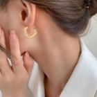 Open Square Alloy Earring 1 Pair - 925silver Earring - Gold - One Size