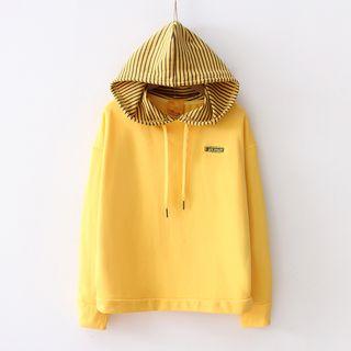 Stripe Panel Lettering Hoodie