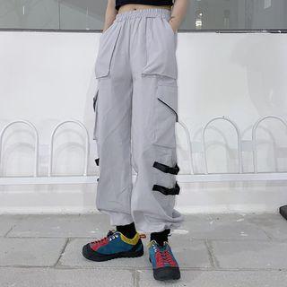 Buckled Strap Cargo Jogger Pants