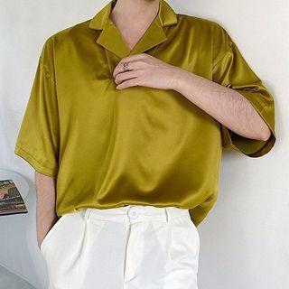 Elbow-sleeve Satin Overhead Shirt