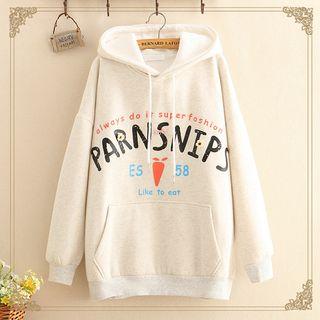 Printed Ear-accent Hood Sweatshirt