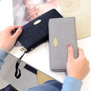 Faux Leather Long Zipper Wallet