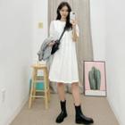 Plus Size Puff-sleeve Pintuck-front Dress