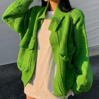 Pocket Detail Cardigan Green - One Size