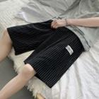 Patched Pinstripe Dress Shorts