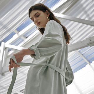 Tie-neck Maxi Shirtdress