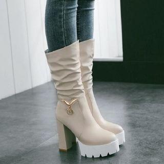 Mid-calf Chunky-heel Platform Boots