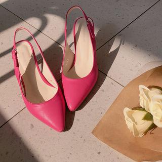 Kitten-heel Sling-back Pumps In Hot Pink