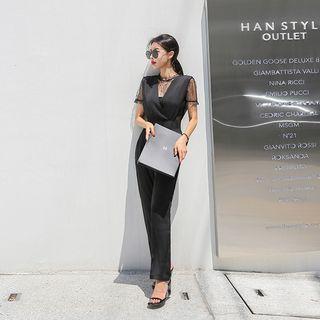 Inset Lace Top Jumpsuit With Sash
