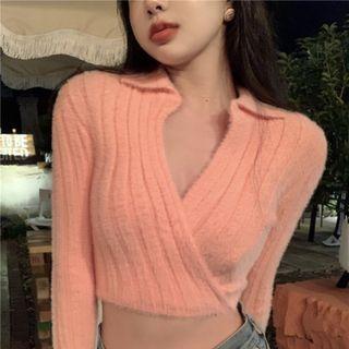 Long Sleeve Wrapped Crop Top