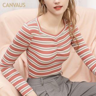 Striped Ribbed Long-sleeve T-shirt