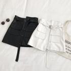 Irregular Leather Pocket A-line Dress