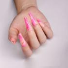 Print Faux Nail Tips Sm14201043 - Pink - One Size