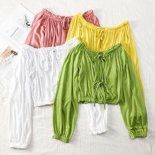 Open Tie-back Boatneck Crop T-shirt