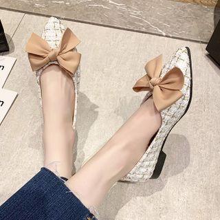 Bow Pointed-toe Low-heel Pumps
