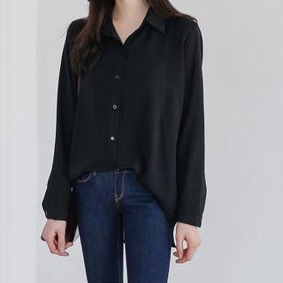 Button-back Plain Shirt