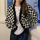 Checker Print Cardigan / Sweater Vest