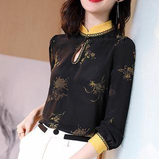 Floral Print Genuine Silk Blouse