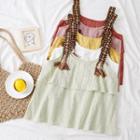 Ethnic-embroidered Fringed Top