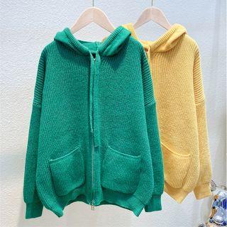 Hooded Pocket Detail Zip Cardigan