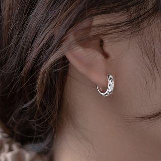 Geometric Sterling Silver Hoop Earring 1 Pair - S925 Silver - Silver - One Size