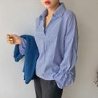 Tie-cuff Stripe / Plain Oversized Shirt