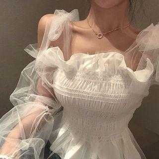 Cold Shoulder Sheer Blouse