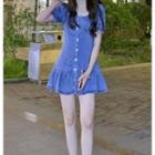 Off-shoulder Denim Mini Dress