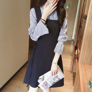 Set: Striped Blouse + A-line Jumper Dress