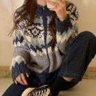 Color Block Sweater Blue & Gray - One Size