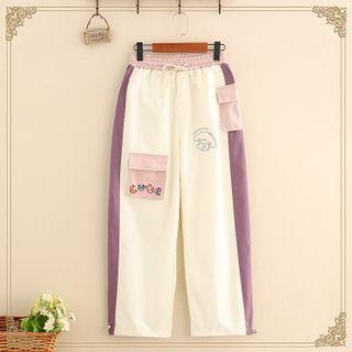 Color Block Cartoon Embroidered Sweatpants