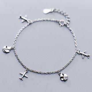 925 Sterling Silver Aeroplane & Clover Bracelet S925 Silver - Silver - One Size