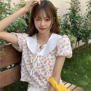 Peter Pan Collar Patterned T-shirt
