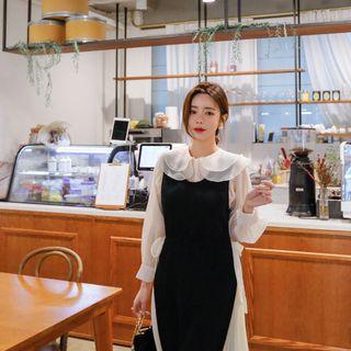 Layered-collar Sheer Blouse