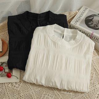 Embossed Puff-sleeve Loose Top