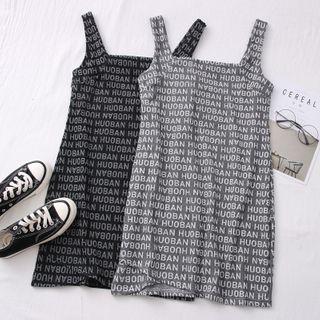 Asymmetric Lettering Sleeveless Mini Dress