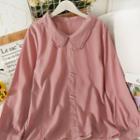 Pearl-accent Lace-trim Loose Blouse In 5 Colors