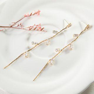 Rhinestone Leaf Dangle Earring 1 Pair - Gold - One Size