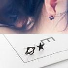Non-matching Planet & Star Earring 1 Pair - Black - One Size