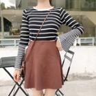 Bell Long Sleeve Striped Top / Lace-up A-line Skirt