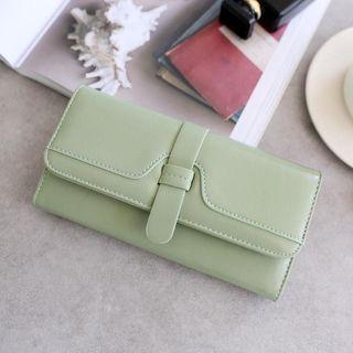Faux Leather Three Fold Long Wallet