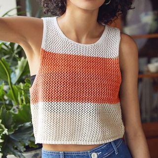 Two-tone Knit Crop Tank Top