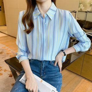 Striped Leaf Print Shirt
