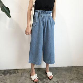 Ruffled Wide-leg Jeans