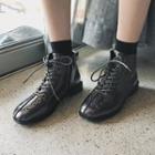Square-toe Lace-up Ankle Boots