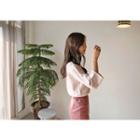 3/4-sleeve Pointelle-knit Sweater