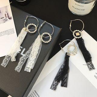 Hoop Earrings With Lace Ribbon