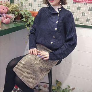 Buttoned Mock Neck Sweater